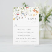 Boho Chic Wildflower Wedding Meal Choice RSVP Card (スタンド正面)