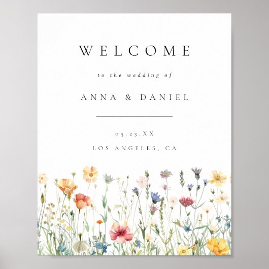 Boho Chic Wildflower Wedding Welcome ポスター (正面)