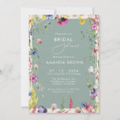 Boho Chic Wildflowers Love in bloom Bridal Shower 招待状 (正面)