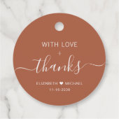 Boho Chic With Love Terracotta'結婚s Thank You フェイバータグ (裏面)
