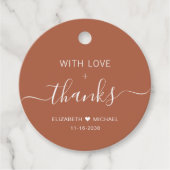 Boho Chic With Love Terracotta'結婚s Thank You フェイバータグ (正面)