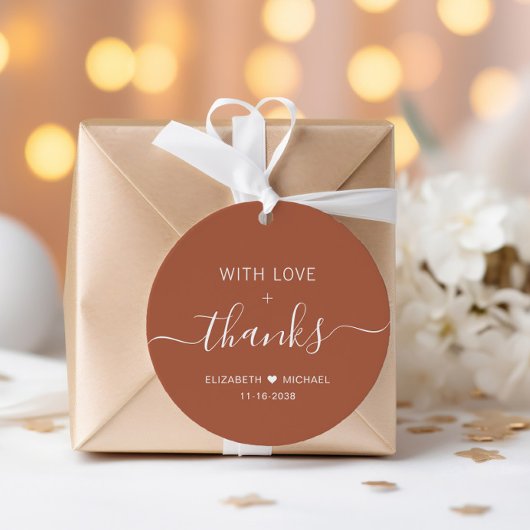 Boho Chic With Love Terracotta'結婚s Thank You フェイバータグ