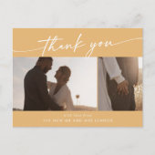 Boho Chic Yellow Marigoldの写真結婚ありがとう ポストカード (正面)