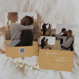 Boho Chic Yellow Marigold写真数々のQRコード セーブザデート