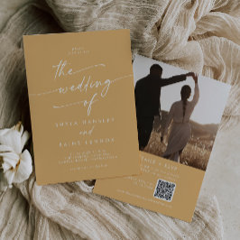 Boho Chic Yellow Marigold写真QRコード結婚ズ 招待状