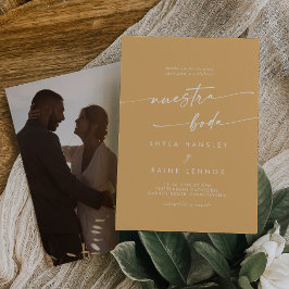 Boho Chic Yellow Marigold Photo スペインの結婚's 招待状