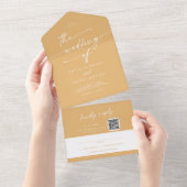 Boho Chic Yellow Marigold QRコードメール結婚イン オールインワン招待状 (貼ってはがせる)
