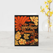 Boho Christian Fall Thanksgiving Are You Fall-o-we カード (黄色い花)