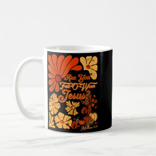 Boho Christian Fall Thanksgiving Are You Fall-o-we コーヒーマグカップ (左)