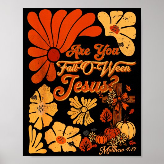 Boho Christian Fall Thanksgiving Are You Fall-o-we ポスター (正面)