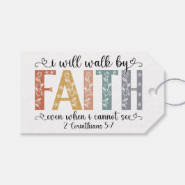 Boho Christian Walk by Faith Bible Verse Floral ギフトタグ