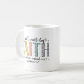 Boho Christian Walk by Faith Bible Verse Floral コーヒーマグカップ (正面左)