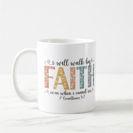 Boho Christian Walk by Faith Bible Verse Floral コーヒーマグカップ