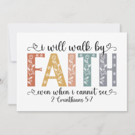 Boho Christian Walk by Faith Bible Verse Floral シーズンカード