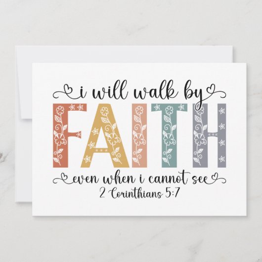 Boho Christian Walk by Faith Bible Verse Floral シーズンカード (正面)