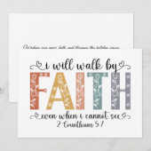 Boho Christian Walk by Faith Bible Verse Floral シーズンカード (正面/裏面)