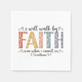 Boho Christian Walk by Faith Bible Verse Floral スタンダードカクテルナプキン
