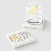 Boho Christian Walk by Faith Bible Verse Floral ストーンコースター (横)