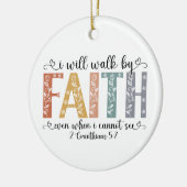 Boho Christian Walk by Faith Bible Verse Floral セラミックオーナメント (左)