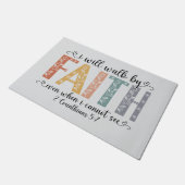 Boho Christian Walk by Faith Bible Verse Floral ドアマット (アングル)