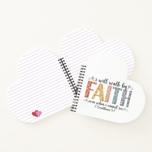 Boho Christian Walk by Faith Bible Verse Floral ノートブック (内部)
