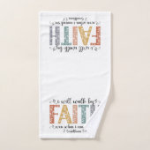 Boho Christian Walk by Faith Bible Verse Floral バスタオルセット (ハンドタオル)