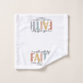 Boho Christian Walk by Faith Bible Verse Floral バスタオルセット (ウォッシュタオル)