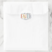Boho Christian Walk by Faith Bible Verse Floral ラウンドシール (バッグ)