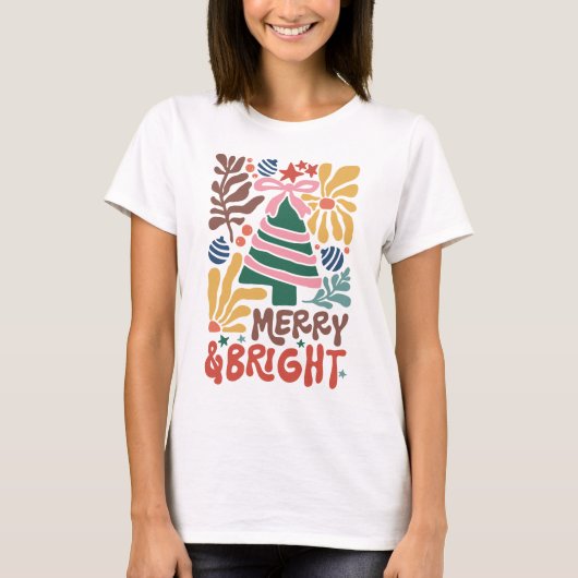 Boho ChristmasメリーとBright women Tシャツ (正面)