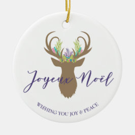 Boho Christmas フランスの Reindeer Joyaux Noel写真 セラミックオーナメント