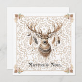 Boho Christmas Deer Non Photo Christmas Card Flat シーズンカード (正面/裏面)