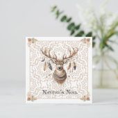 Boho Christmas Deer Non Photo Christmas Card Flat シーズンカード (スタンド正面)
