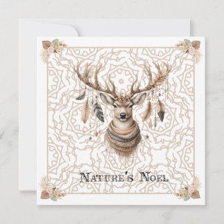Boho Christmas Deer Non Photo Christmas Card Flat シーズンカード