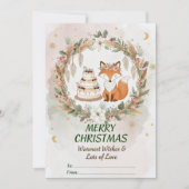 Boho Christmas Fox Greeting Card - Whimsical Woodl シーズンカード (正面)