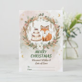 Boho Christmas Fox Greeting Card - Whimsical Woodl シーズンカード (スタンド正面)