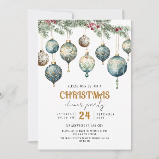 Boho Christmas ornament party Invitation 招待状 (正面)