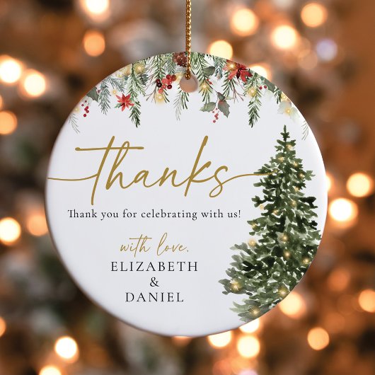 Boho Christmas Pine Lights結婚's Thank You フェイバータグ