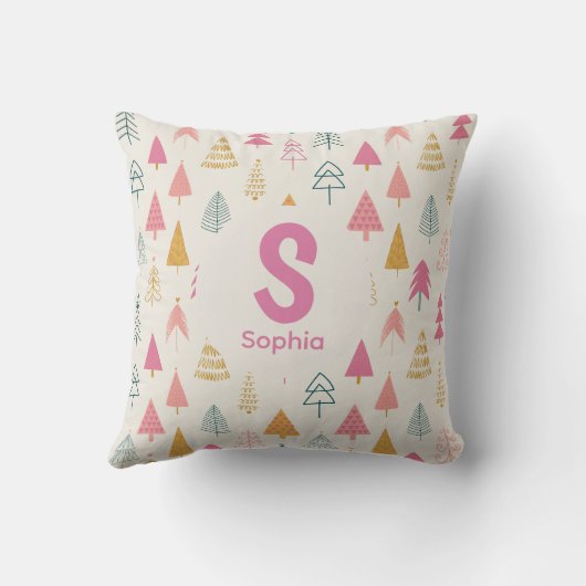 Boho Christmas Tree pillow – Custom Name gift クッション (裏面)