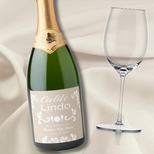 Boho Cielito Lindoメキシコの赤ちゃんシャワー スパークリングワインラベル