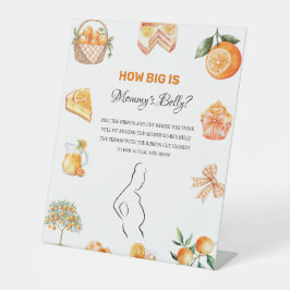 Boho Citrus Orangeママの赤ちゃんシャワーの大きなサイン 台座サイン