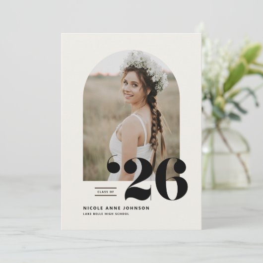 Boho Class of 2025 Arch写真卒業 招待状 (スタンド正面)