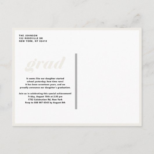 Boho Class of 2025 Arch写真卒業 案内ポストカード (裏面)