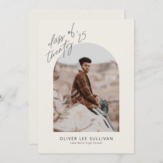 Boho Class of 2025 Arch写真卒業 案内状 (正面/裏面)