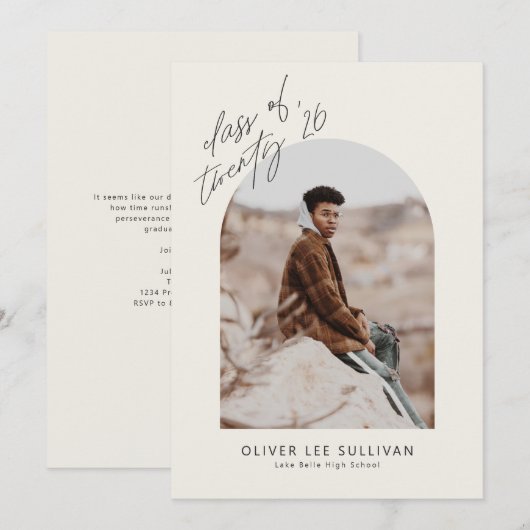 Boho Class of 2025 Arch写真卒業 案内状 (正面/裏面)