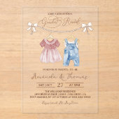 Boho Clothesジェンダーの発表 アクリル招待状 (正面)