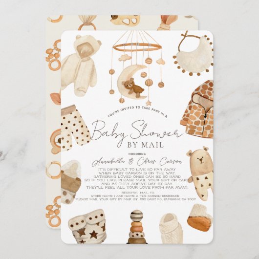 Boho Clothes子供部屋ベビーシャワーby Mail 招待状 (正面/裏面)