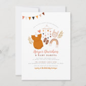 Boho Clothes & Cute Rainbow Pink Girl Baby Shower 招待状 (正面)