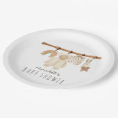 Boho Clotheslineジェンダーニュートラル赤ちゃんシャワー ペーパープレート (アングル)