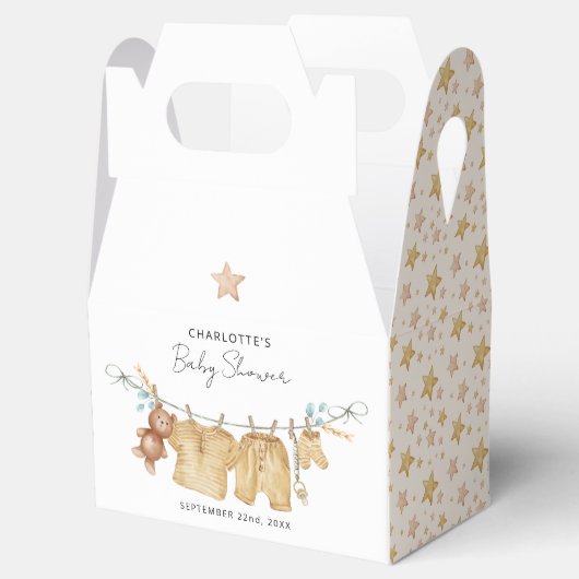 Boho Clotheslineベビーシャワーお願いボックス フェイバーボックス (オープン)