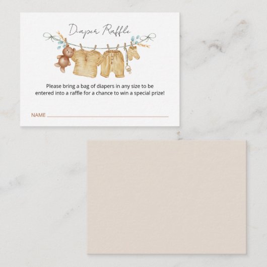 Boho Clotheslineベビーシャワーラッフルカード エンクロージャーカード (正面/裏面)